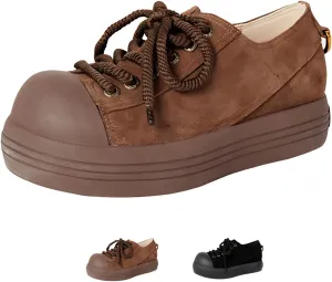 Retro Vintage Suede Chunky Platform Sneakers for Women Fashion Trendy Aesthetic College Walking Shoes