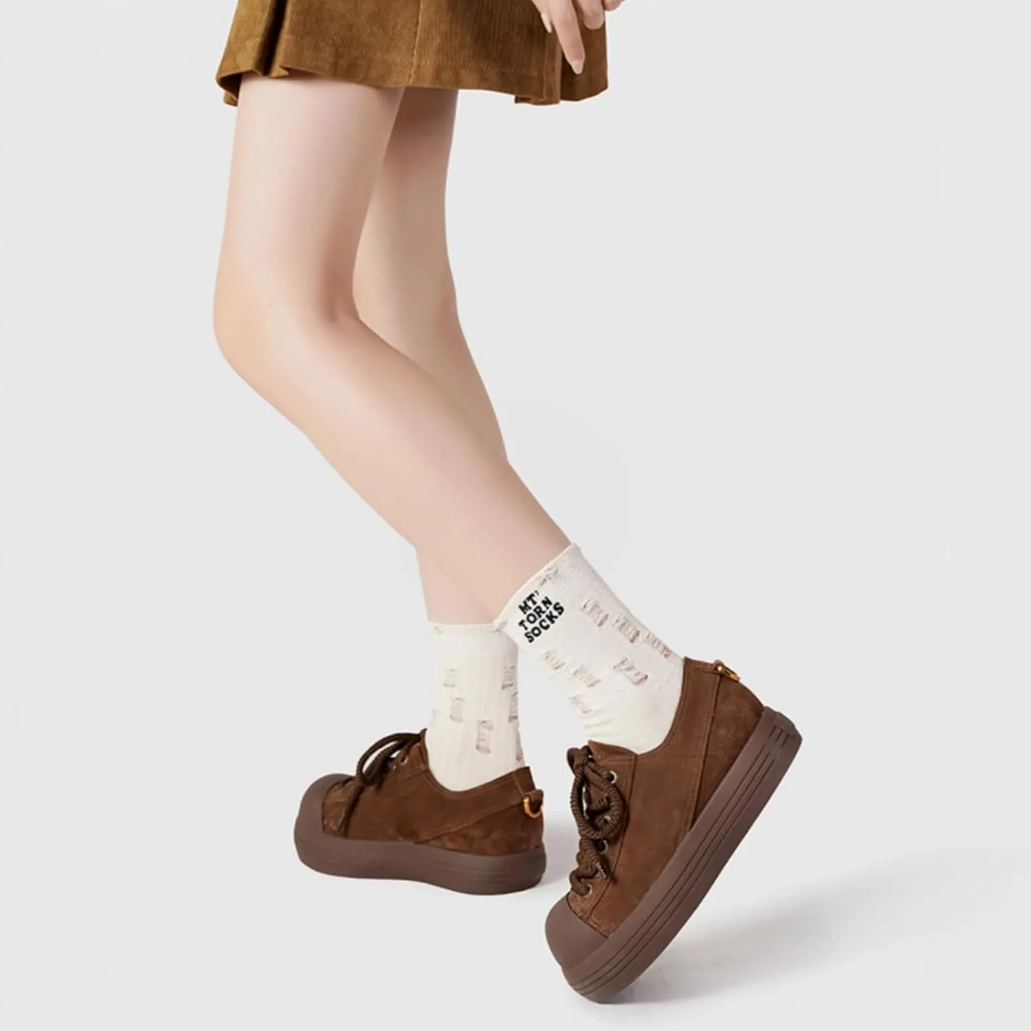 Retro Vintage Suede Chunky Platform Sneakers for Women Fashion Trendy Aesthetic College Walking Shoes