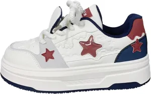 Retro White Chunky Shoes Women Trendy Vintage Star Sneakers Fashion Casual Aesthetic Y2K Platform Shoes