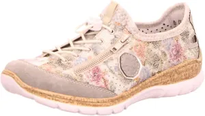 Rieker N42V1 Nikita Women's Sneakers - Lightweight Walking Slip-On Sneakers with Floral Design, Elastic Bungee Lacing & Cushioned Durable Sole for Comfort
