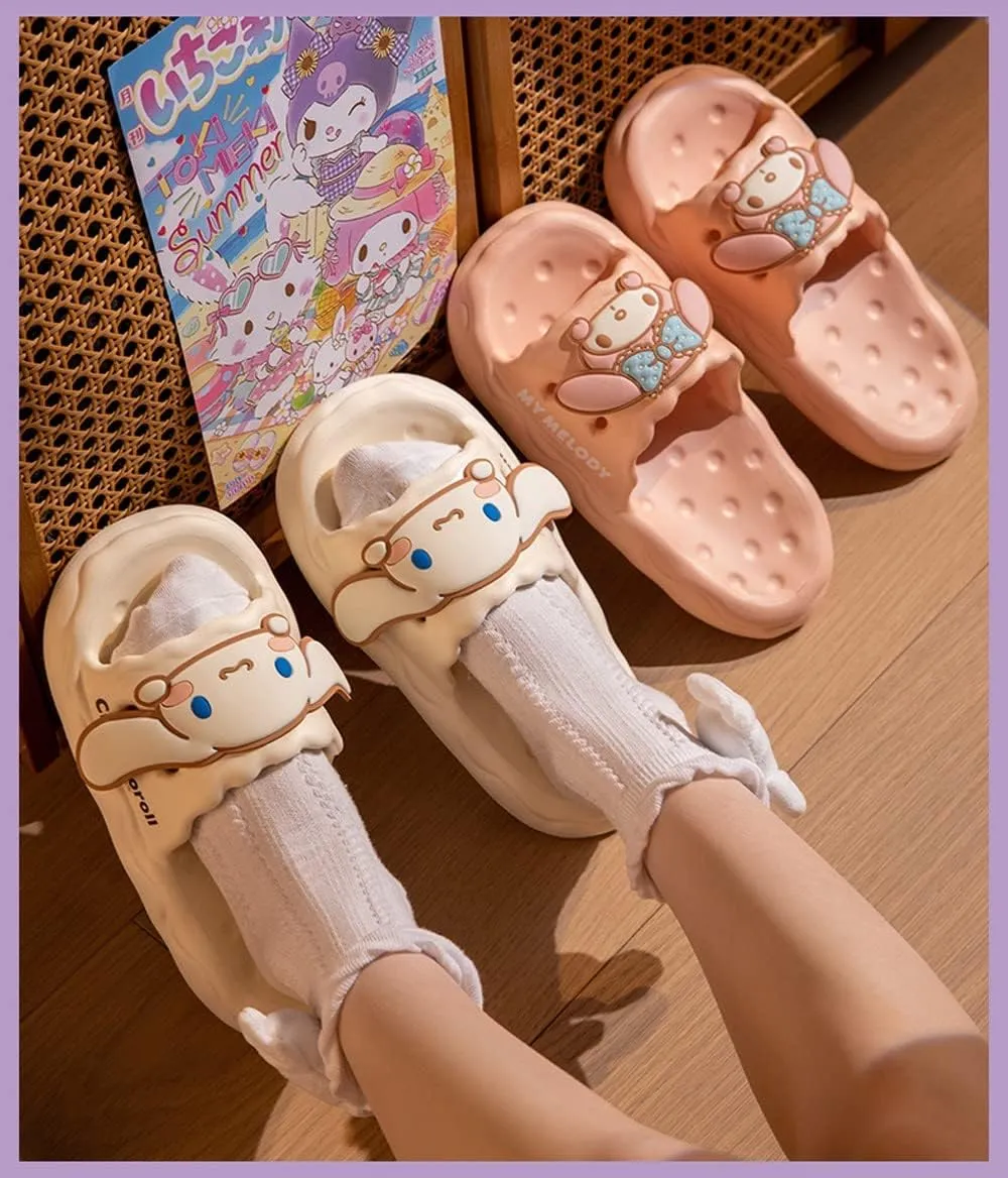 Roffatide Anime Cinnamoroll My Melody Kuromi Slides for Girls House Slides Non-Slip Bathroom Shower Sandals Rubber Slippers