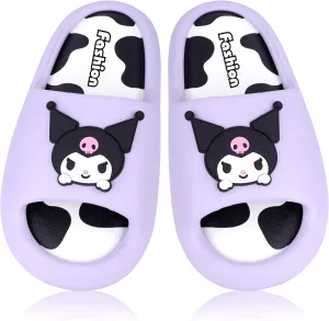 Roffatide Anime Cinnamoroll My Melody Kuromi Slides for Women Non-Slip Bathroom Shower Sandals Cow Print Rubber Slippers House Slides