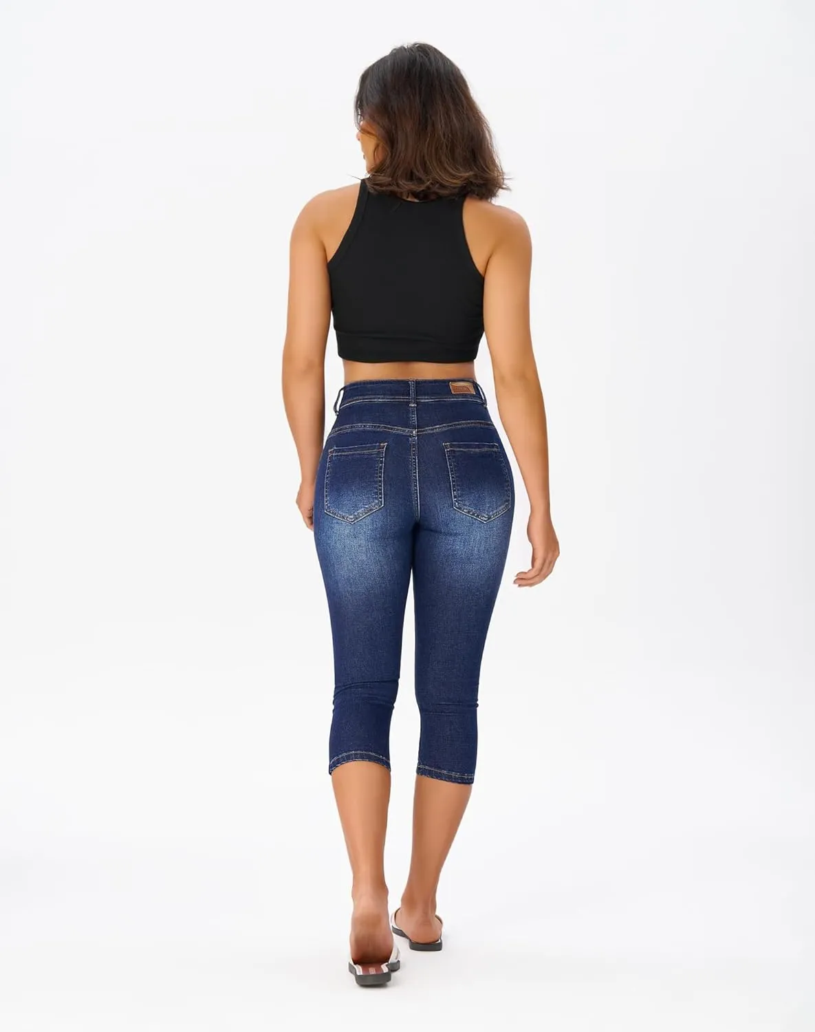 roswear Women’s Capri Pants Trendy Mid Rise Skinny Stretchy Front Seam Denim Jeans