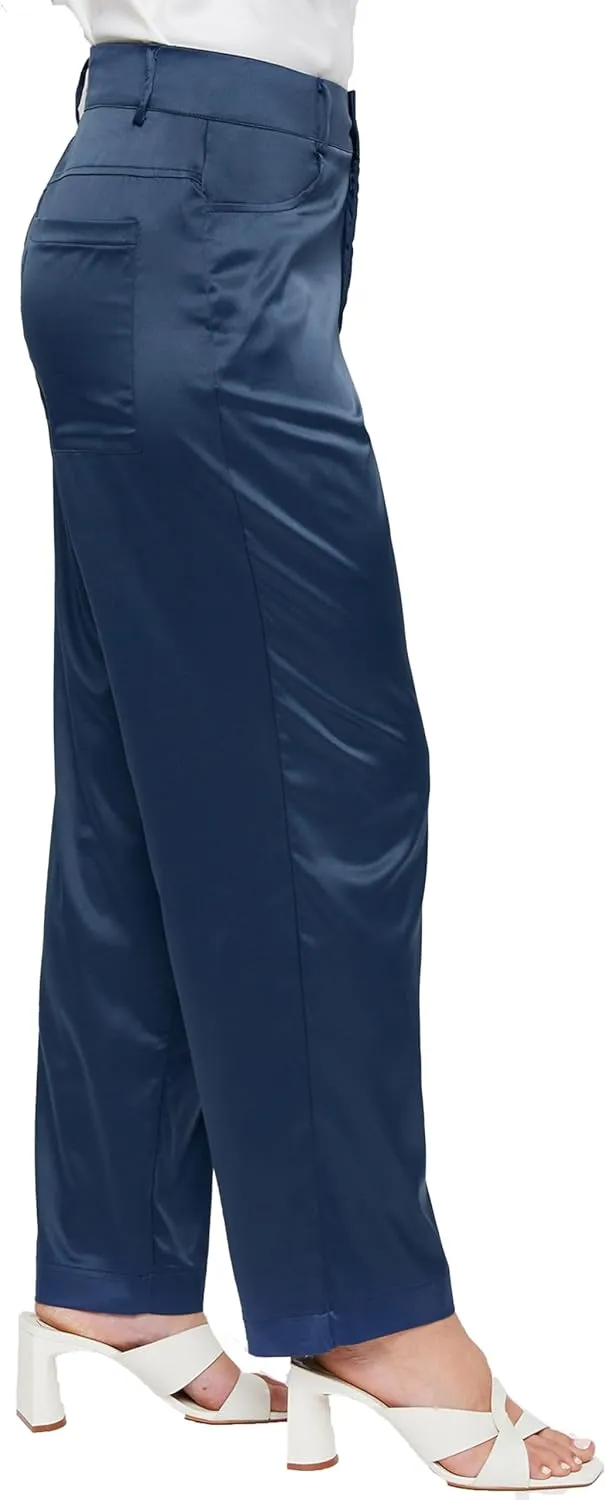 Royalty For Me Womens Women's Stretch Matte Satin Fly Front Stove Pipe Pant Lifestyle Collection