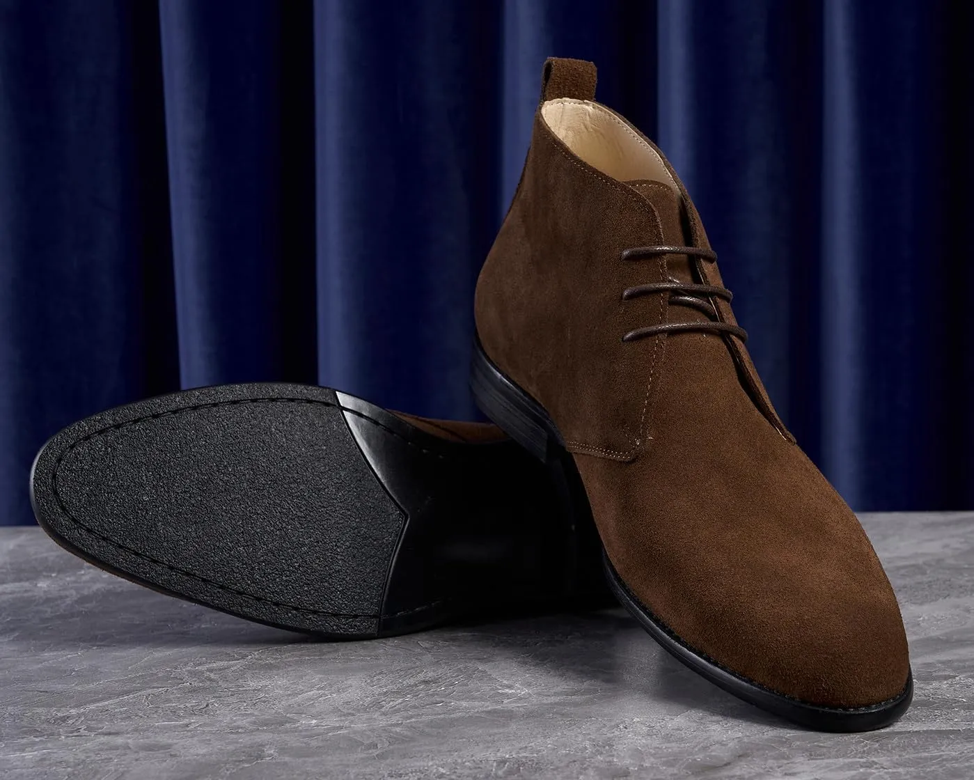 Santimon Chukka Boots Mens Black Dress Casual Suede Leather Chelsea Boots Fashion Formal Business Ankle Boots for Men