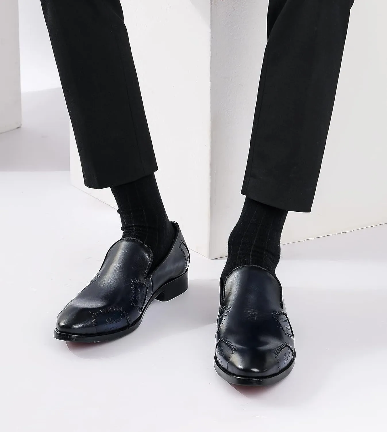 Santimon Men's Loafers Slip on Formal Dress Genuine Leather Penny Loafers Comfort Fashion Business Walking Shoes