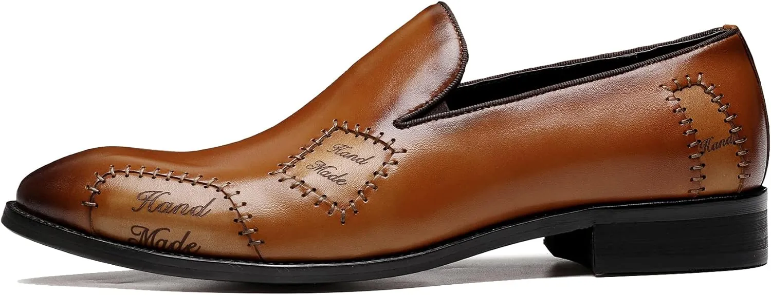 Santimon Men's Loafers Slip on Formal Dress Genuine Leather Penny Loafers Comfort Fashion Business Walking Shoes