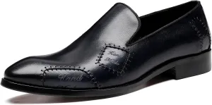 Santimon Men's Loafers Slip on Formal Dress Genuine Leather Penny Loafers Comfort Fashion Business Walking Shoes