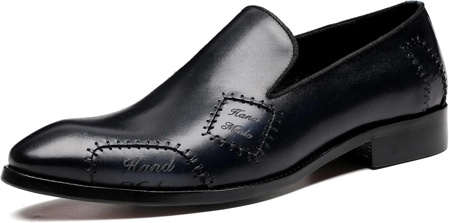 Santimon Men's Loafers Slip on Formal Dress Genuine Leather Penny Loafers Comfort Fashion Business Walking Shoes