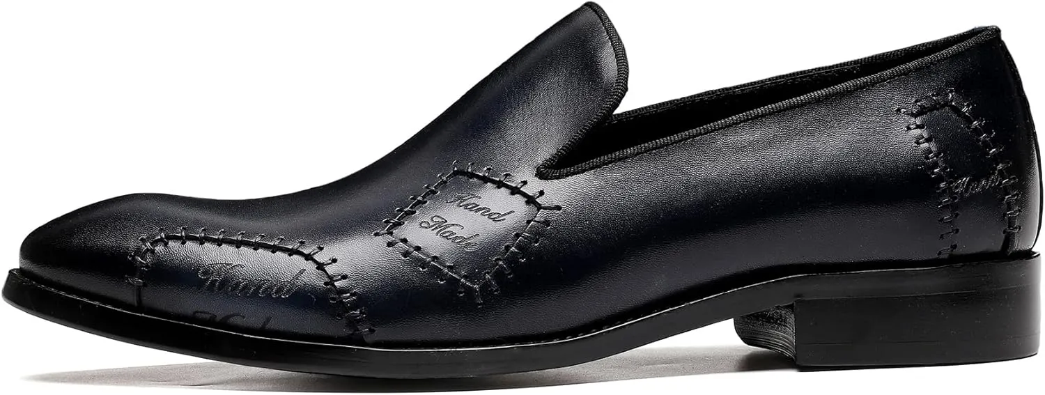 Santimon Men's Loafers Slip on Formal Dress Genuine Leather Penny Loafers Comfort Fashion Business Walking Shoes