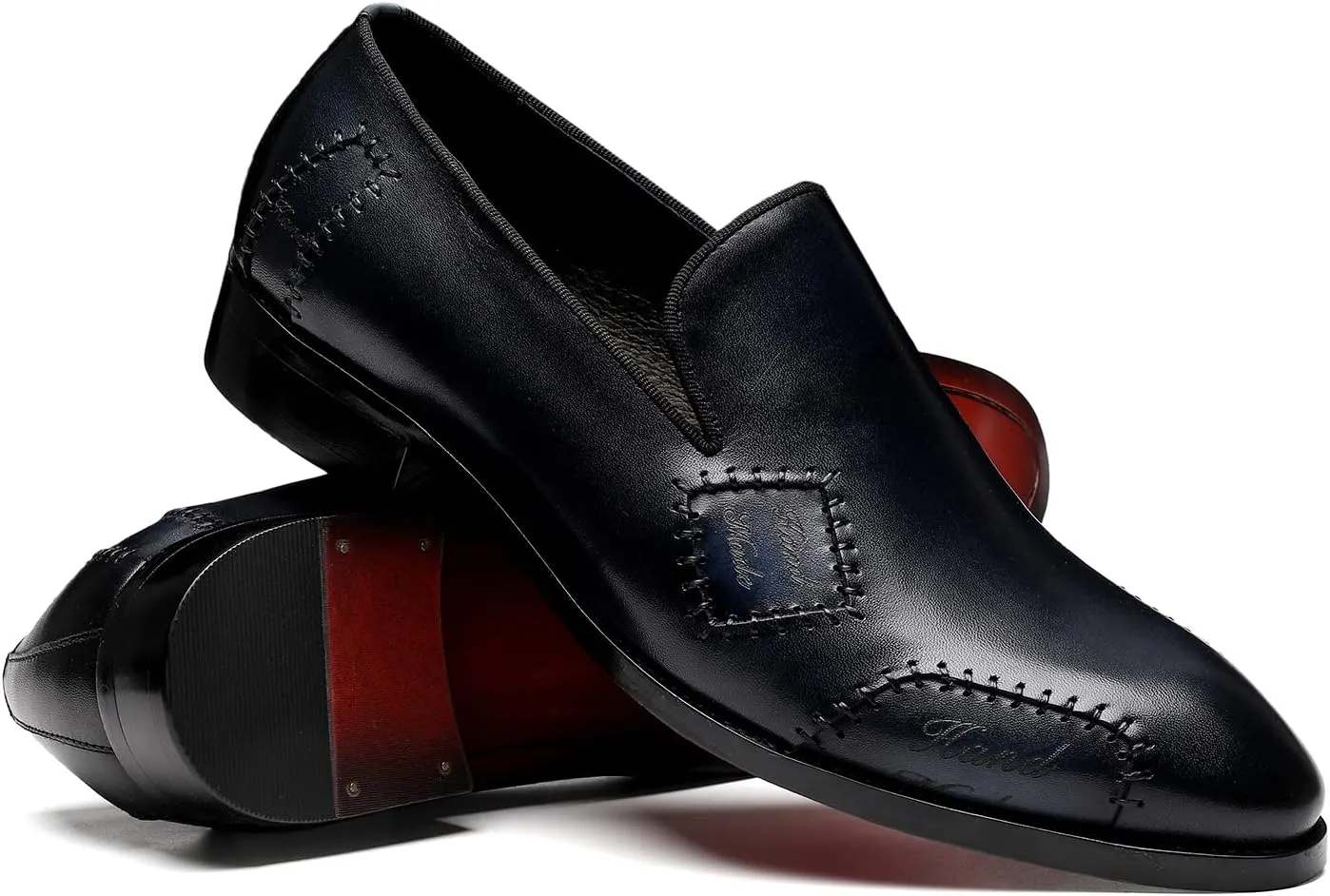 Santimon Men's Loafers Slip on Formal Dress Genuine Leather Penny Loafers Comfort Fashion Business Walking Shoes