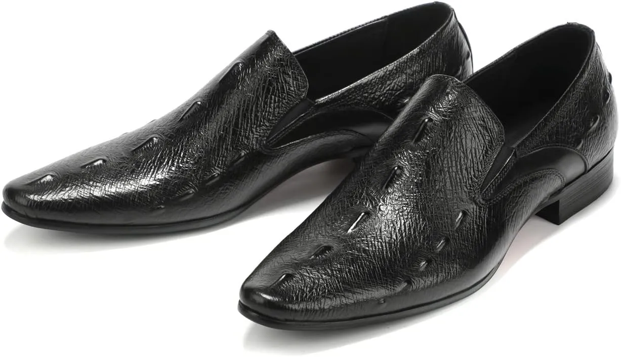 Santimon Men's Loafers Slip on Formal Dress Leather Alligator Penny Loafers Comfort Fashion Business Walking Shoes