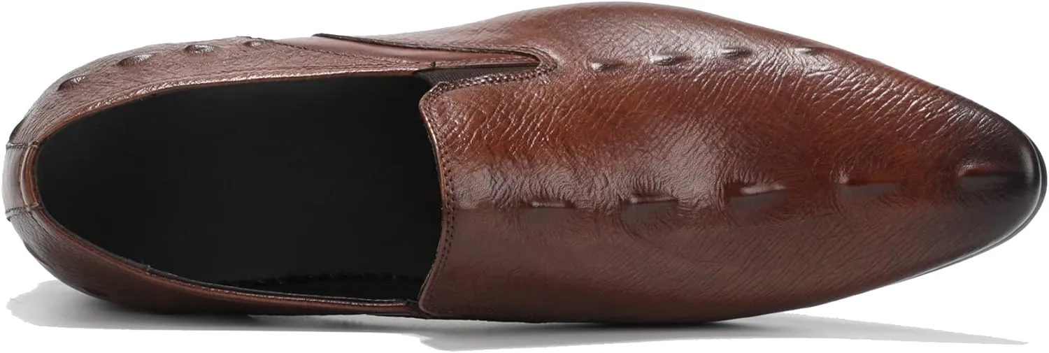 Santimon Men's Loafers Slip on Formal Dress Leather Alligator Penny Loafers Comfort Fashion Business Walking Shoes