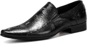 Santimon Men's Loafers Slip on Formal Dress Leather Alligator Penny Loafers Comfort Fashion Business Walking Shoes
