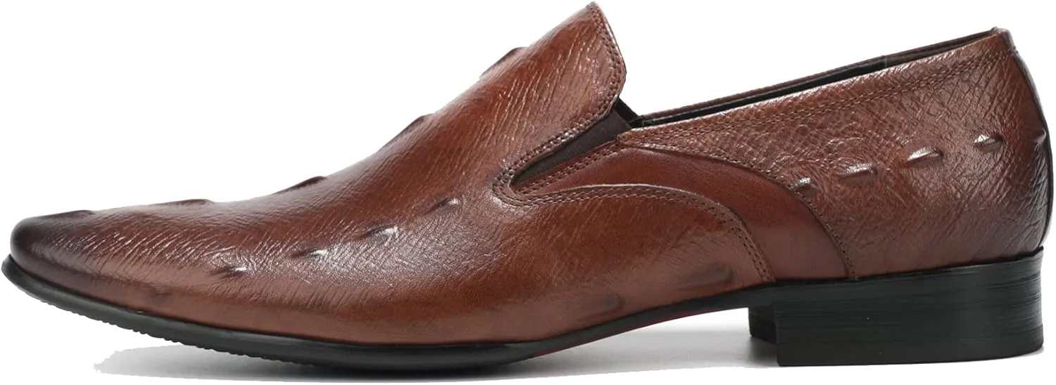 Santimon Men's Loafers Slip on Formal Dress Leather Alligator Penny Loafers Comfort Fashion Business Walking Shoes