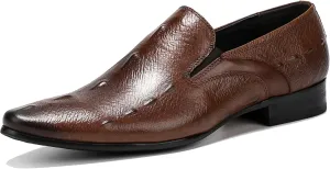 Santimon Men's Loafers Slip on Formal Dress Leather Alligator Penny Loafers Comfort Fashion Business Walking Shoes