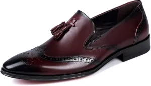 Santimon Men's Loafers Slip on Formal Dress Leather Tassel Loafers Comfort Fashion Business Walking Shoes