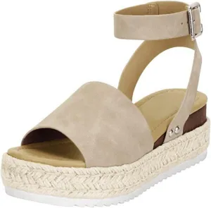SBGMoSJ Platform Sandals Women Slip On Tan White Espadrille Flat Sandals for Women Womens Wide Width Memory Foam Platform Sandals Size 7 70's Platform Sandals for Women Sandals Women