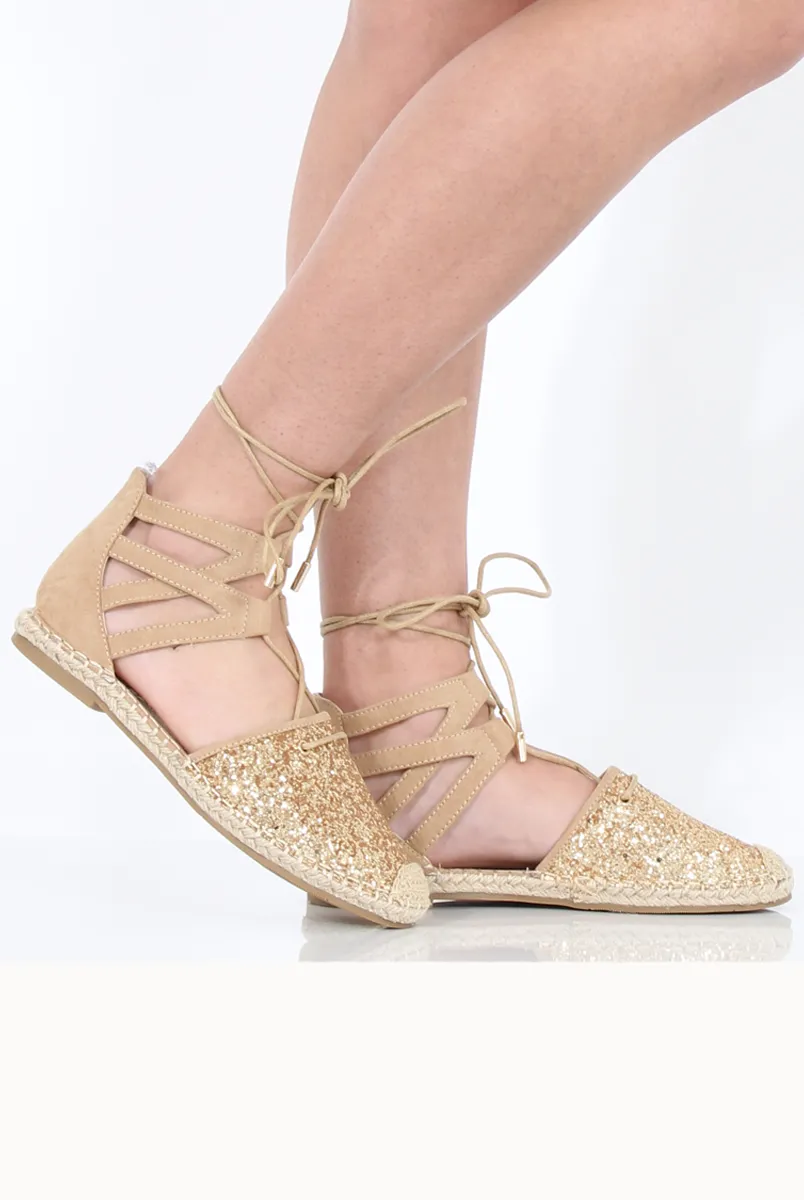Secure payment options Espadrilles Up Premium at a great Glitter Lace - Gold Bonnie