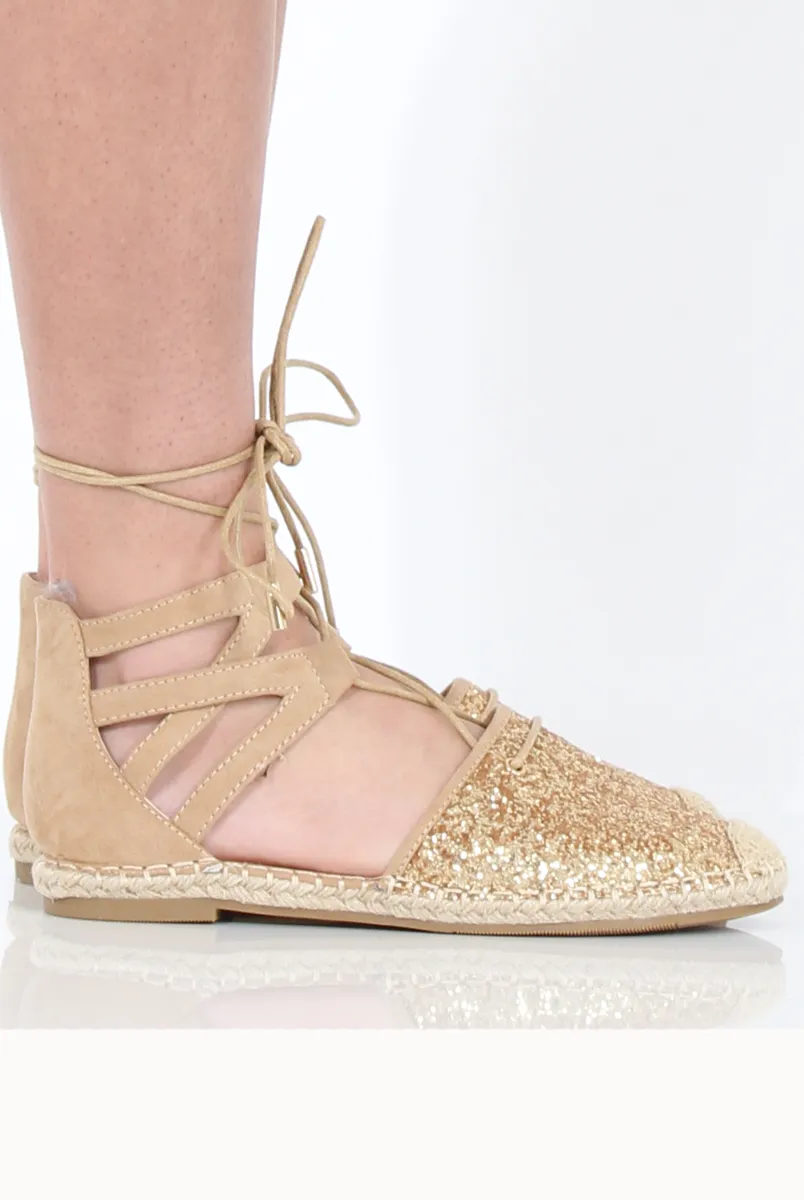Secure payment options Espadrilles Up Premium at a great Glitter Lace - Gold Bonnie