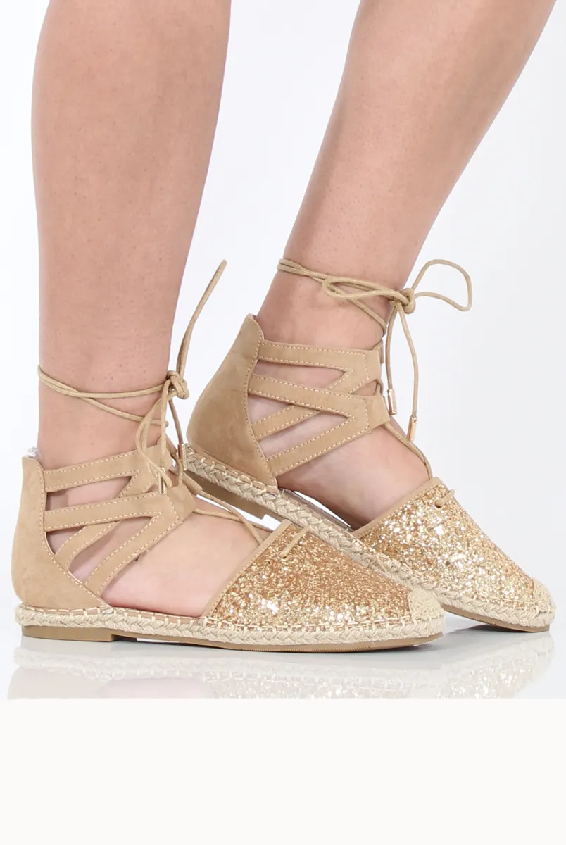 Secure payment options Espadrilles Up Premium at a great Glitter Lace - Gold Bonnie