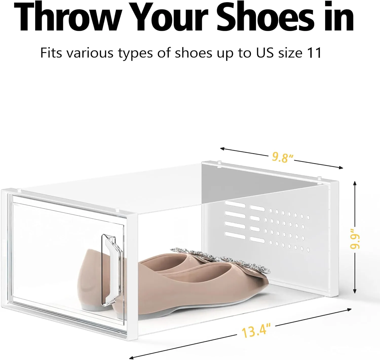 SEE SPRING X-Large Shoe Storage Box Fit Size 11, Clear Plastic Stackable Shoe Organizer for Closet, Space Saving Sneaker Shoe Rack Containers Bins Holders for Entryway, Under Bed, 12 Pack Clear