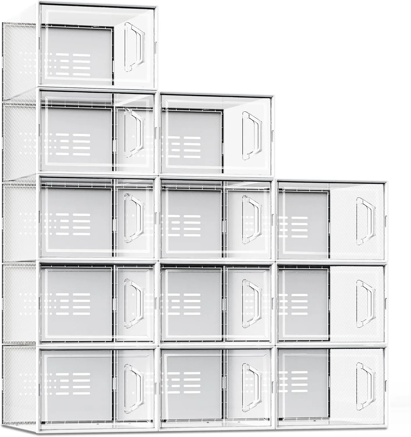SEE SPRING X-Large Shoe Storage Box Fit Size 11, Clear Plastic Stackable Shoe Organizer for Closet, Space Saving Sneaker Shoe Rack Containers Bins Holders for Entryway, Under Bed, 12 Pack Clear