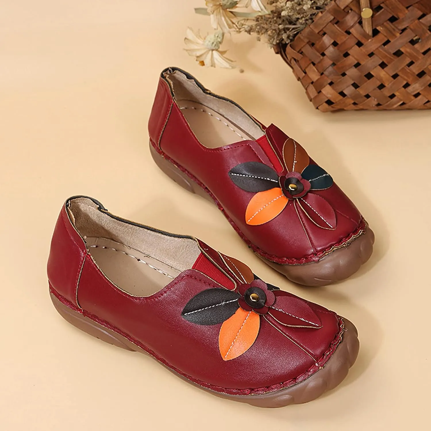 Shije Flats for Women Round Toe Shallow Flat Casual Loafers Single Shoes Comfortable Slip On Classic Dressy Casual Flats Shoes Women