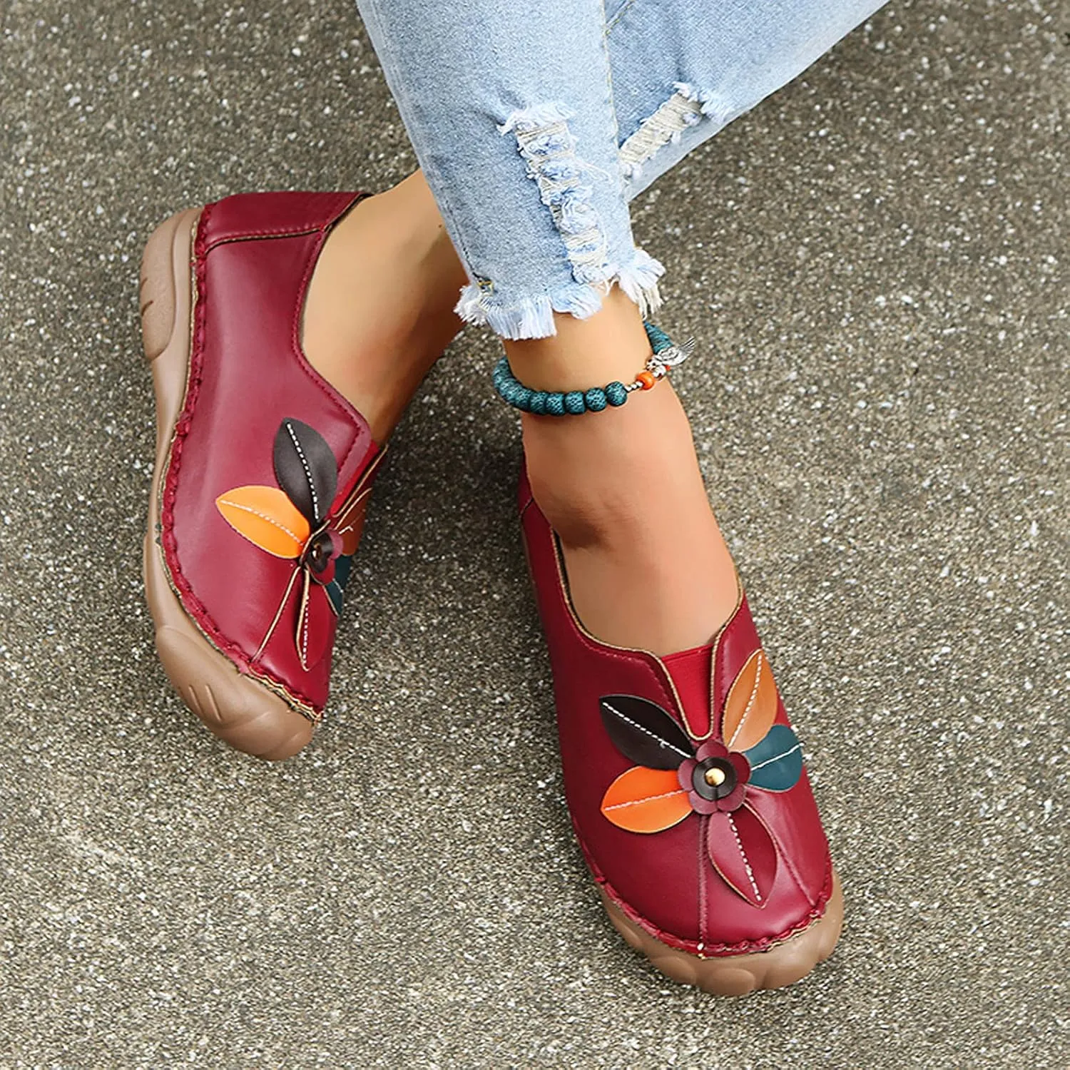 Shije Flats for Women Round Toe Shallow Flat Casual Loafers Single Shoes Comfortable Slip On Classic Dressy Casual Flats Shoes Women