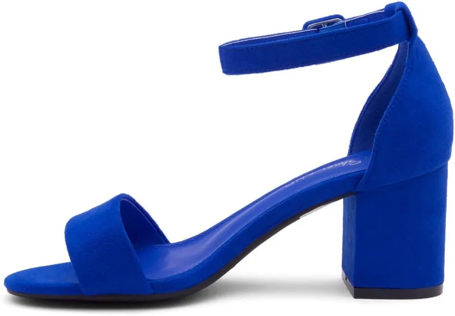 Shoe Land SL-Romina Womens Chunky Low Heels Open Toe Ankle Strap Block Heeled Sandals Prom Wedding Party Dress Shoes