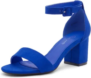 Shoe Land SL-Romina Womens Chunky Low Heels Open Toe Ankle Strap Block Heeled Sandals Prom Wedding Party Dress Shoes