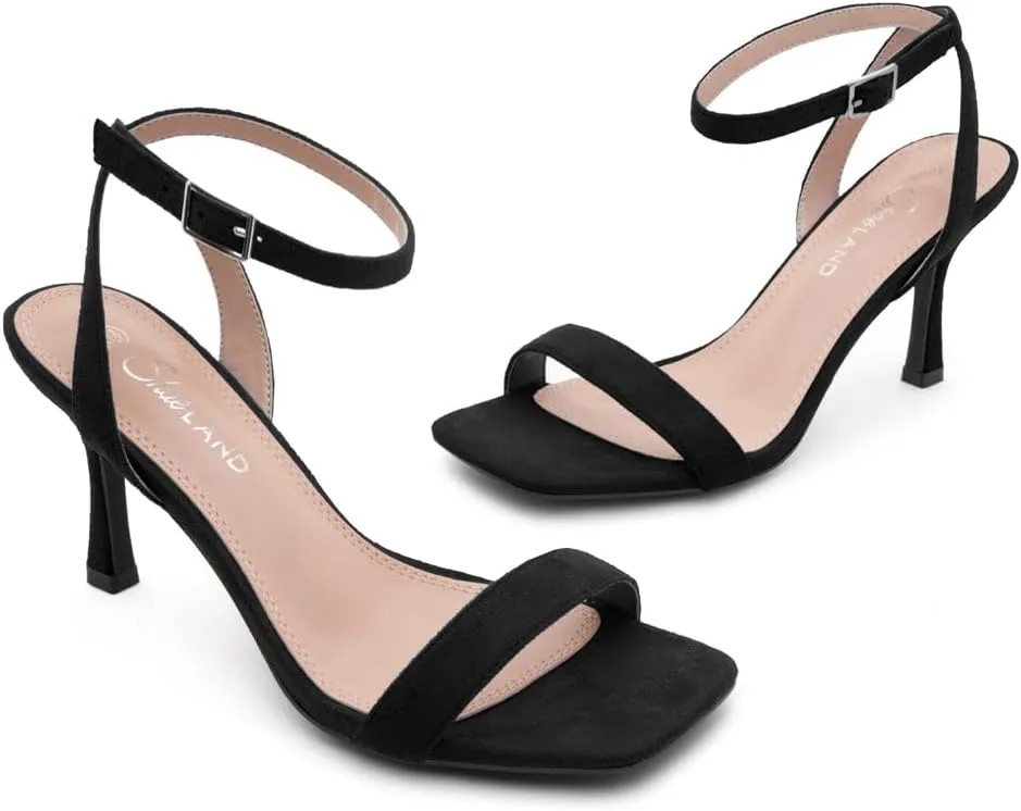 Shoe Land Women’s High Heel Sandals | Strappy Slingback Heels with Square Open Toe | Ankle Strap Dressy Stilettos for Wedding, Party & Evening Events 2025