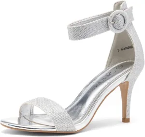 Shoe Land Women’s High Heel Sandals | Strappy Slingback Heels with Square Open Toe | Ankle Strap Dressy Stilettos for Wedding, Party & Evening Events 2025