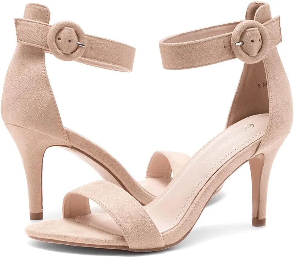 Shoe Land Women’s High Heel Sandals | Strappy Slingback Heels with Square Open Toe | Ankle Strap Dressy Stilettos for Wedding, Party & Evening Events 2025