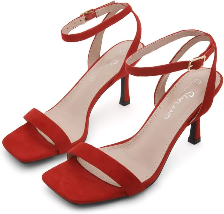 Shoe Land Women’s High Heel Sandals | Strappy Slingback Heels with Square Open Toe | Ankle Strap Dressy Stilettos for Wedding, Party & Evening Events 2025
