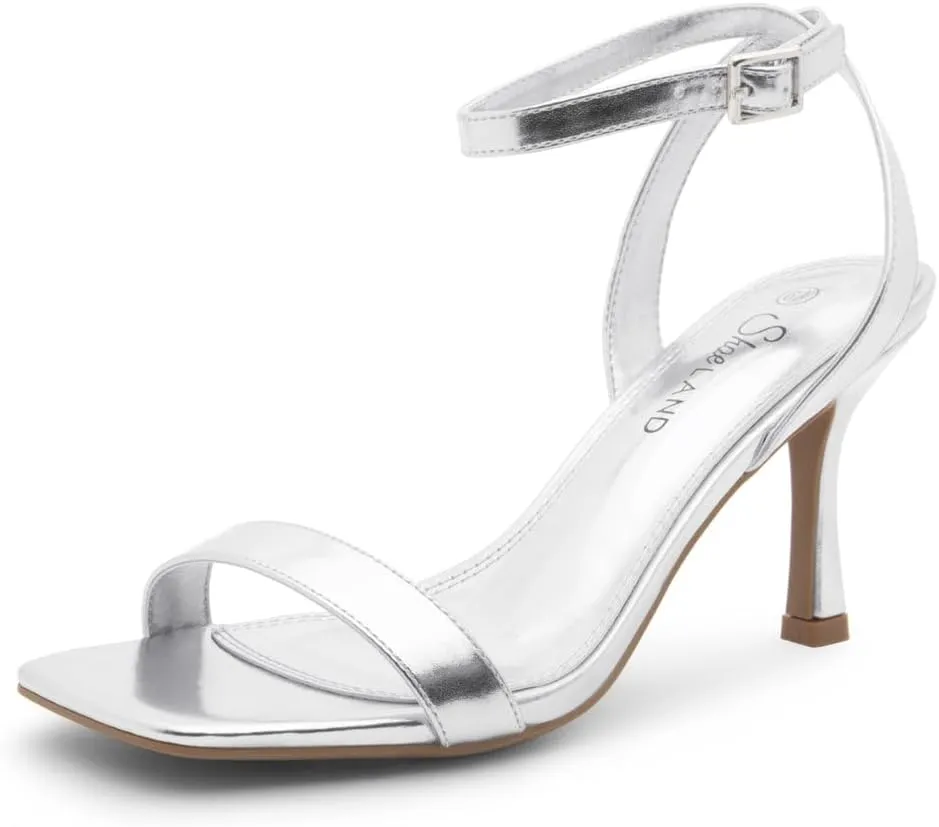 Shoe Land Women’s High Heel Sandals | Strappy Slingback Heels with Square Open Toe | Ankle Strap Dressy Stilettos for Wedding, Party & Evening Events 2025