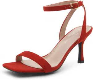 Shoe Land Women’s High Heel Sandals | Strappy Slingback Heels with Square Open Toe | Ankle Strap Dressy Stilettos for Wedding, Party & Evening Events 2025