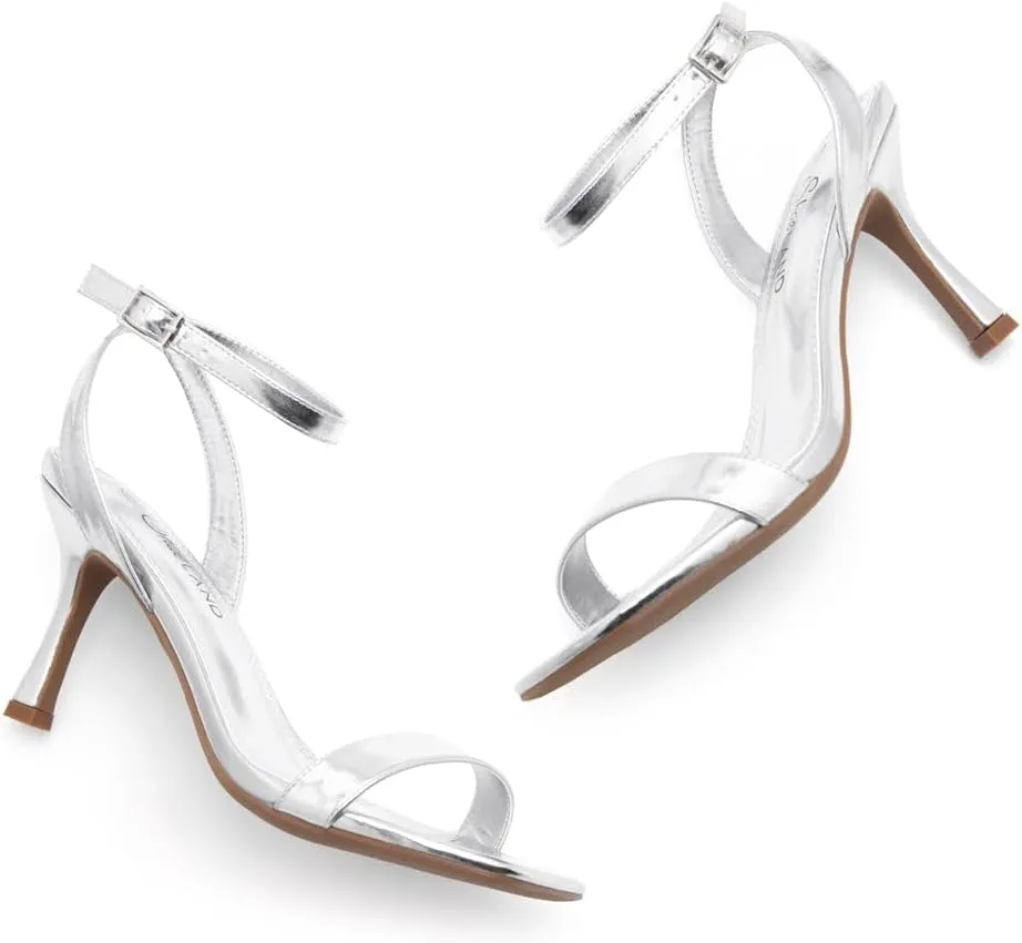 Shoe Land Women’s High Heel Sandals | Strappy Slingback Heels with Square Open Toe | Ankle Strap Dressy Stilettos for Wedding, Party & Evening Events 2025