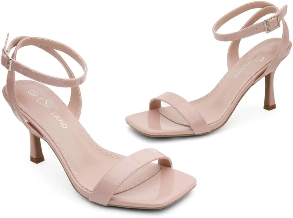 Shoe Land Women’s High Heel Sandals | Strappy Slingback Heels with Square Open Toe | Ankle Strap Dressy Stilettos for Wedding, Party & Evening Events 2025