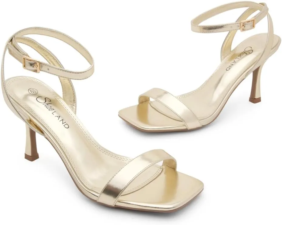 Shoe Land Women’s High Heel Sandals | Strappy Slingback Heels with Square Open Toe | Ankle Strap Dressy Stilettos for Wedding, Party & Evening Events 2025