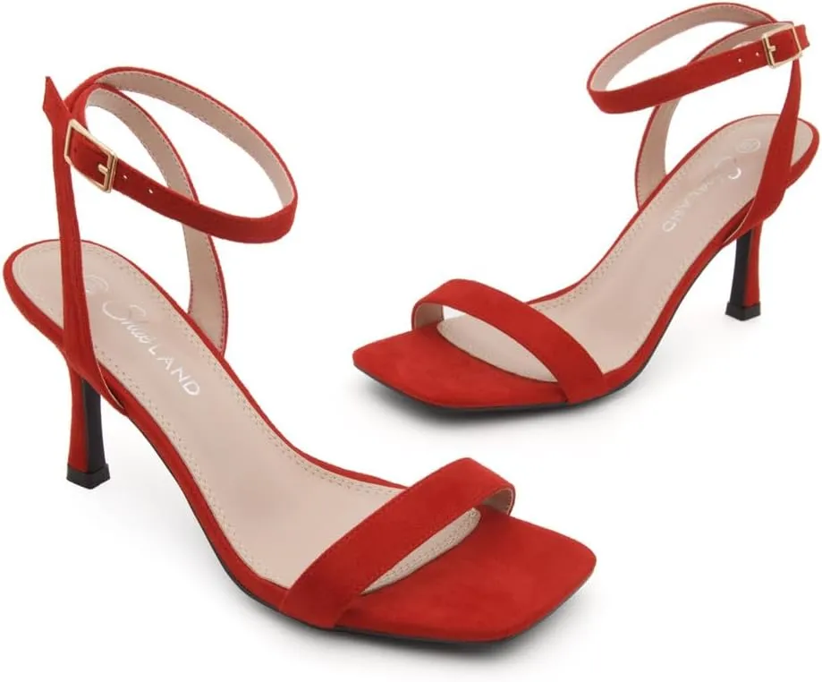 Shoe Land Women’s High Heel Sandals | Strappy Slingback Heels with Square Open Toe | Ankle Strap Dressy Stilettos for Wedding, Party & Evening Events 2025