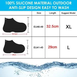 Silicone Shoe Cover Waterproof, Reusable Boot Shoes Covers with Zipper,Non Slip Rain Snow Bowling Travel Indoor Outdoor Overshoe Rubber Protectors for Men Women Kids Protection Galoshes-1 Pair