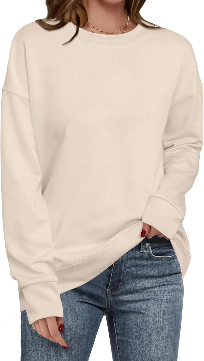 Simplee Womens Sweatshirt Long Sleeve Crewneck Striped Sweatshirt for Women 2024 Trendy Fall Tops Pullover Sweatshirts