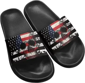 Skull Sandals Women Non-Slip Single Band Slide Sandals Non-Slip Soft Sole Flat Slippers For Indoor Outdoor