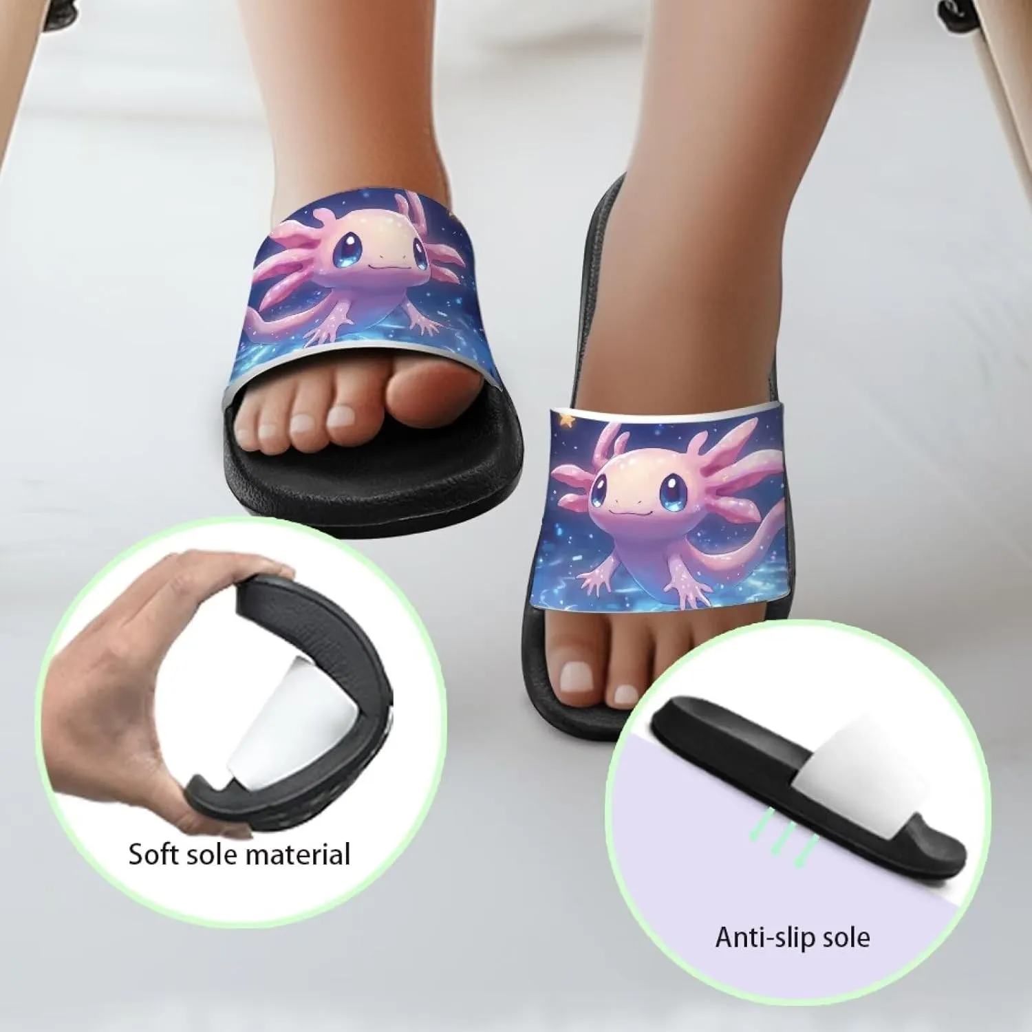Slide Sandals for Girls Lightweight Summer Slippers Suitable Beach, Pool