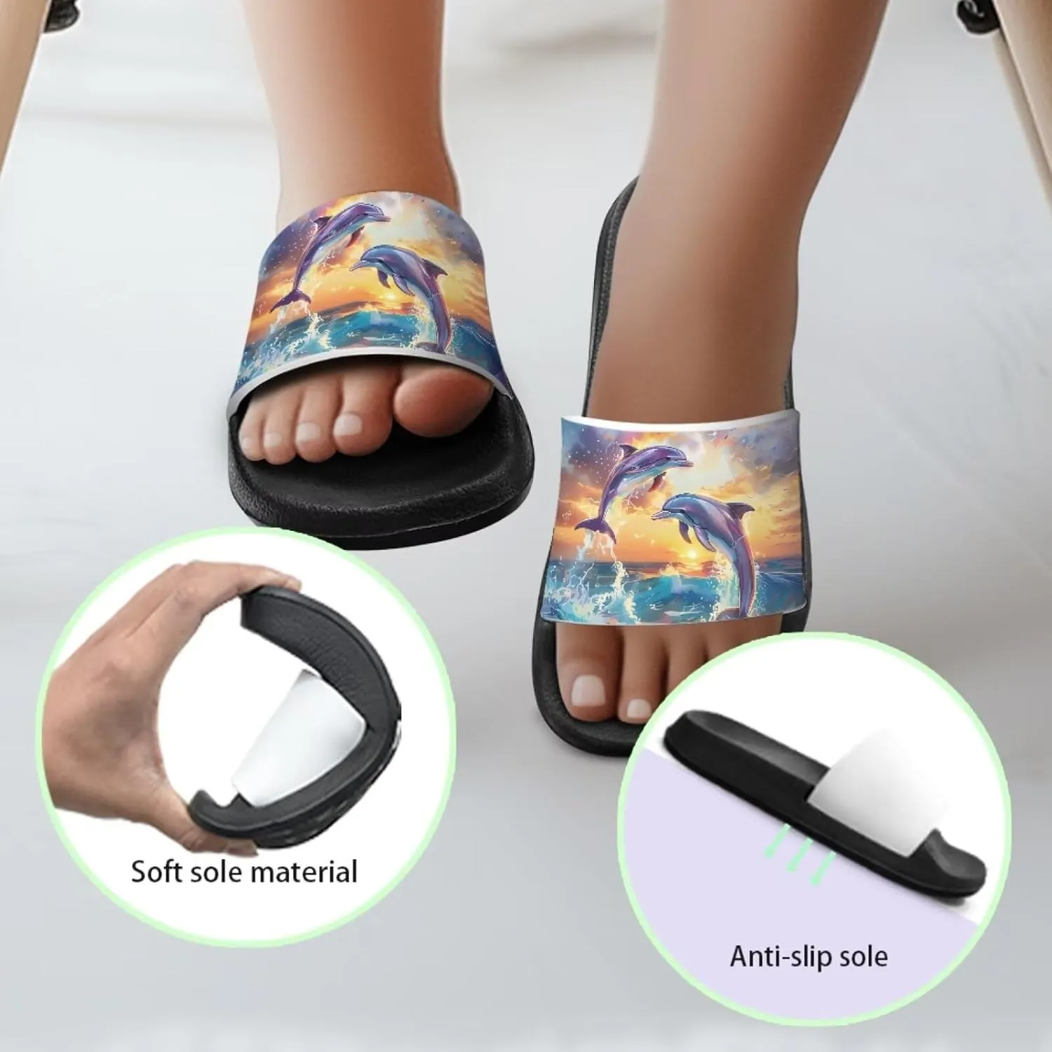 Slides for Kids Summer Slippers Lightweight Beach Sandals for Teen Girls