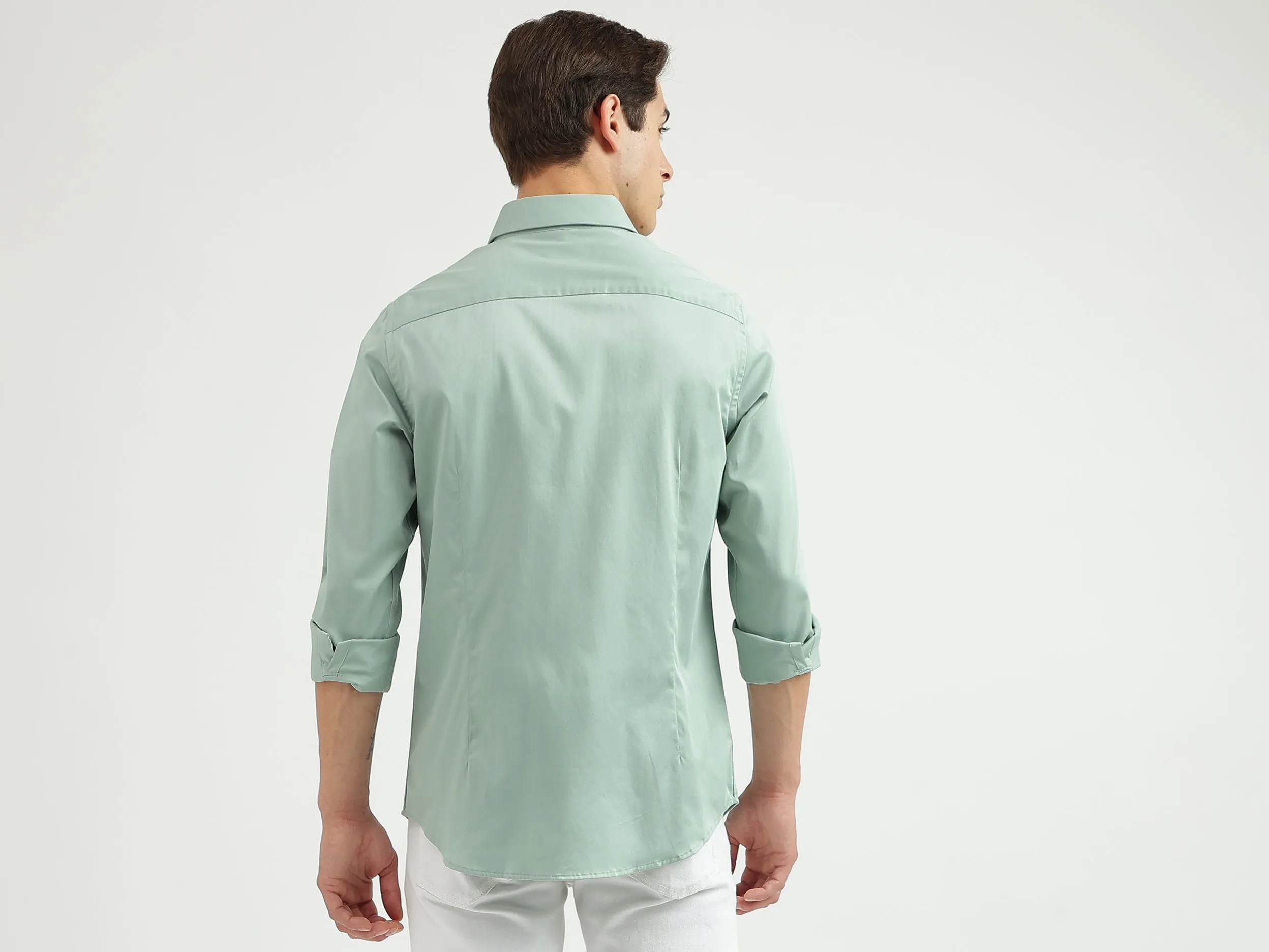 Slim-Fit Spread Collar Colourblocked Shirt