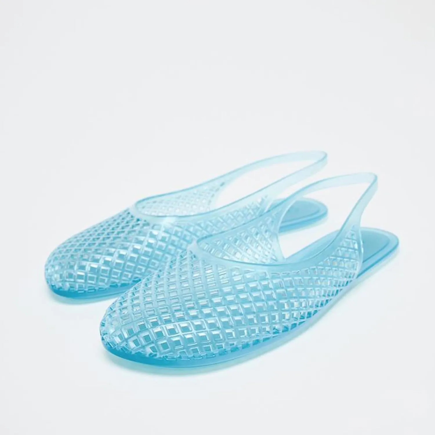 Slingback Jelly Flats Sandals for Women Clear Slip on Jelly Mesh Flats Comfortable Round Toe Sandals Summer Beach Shoes.