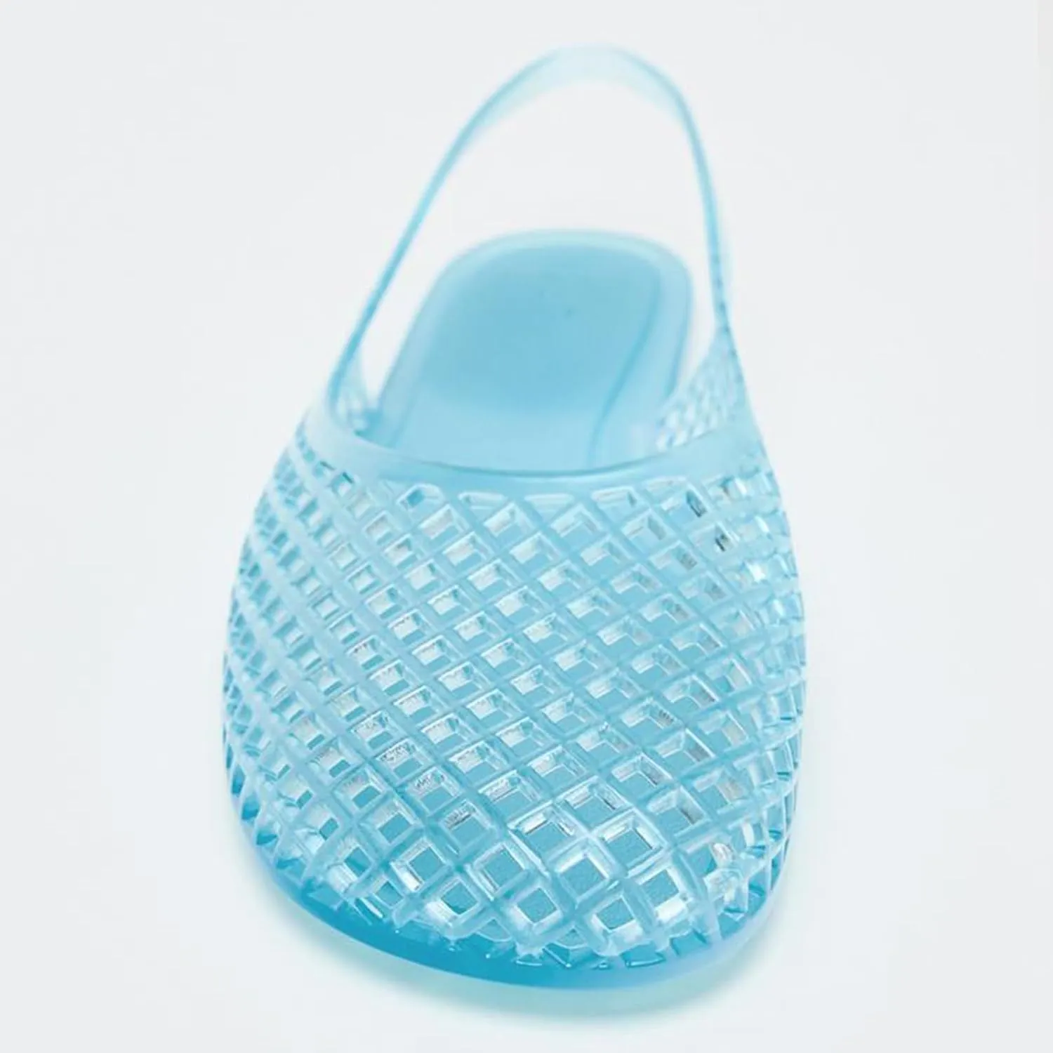 Slingback Jelly Flats Sandals for Women Clear Slip on Jelly Mesh Flats Comfortable Round Toe Sandals Summer Beach Shoes.