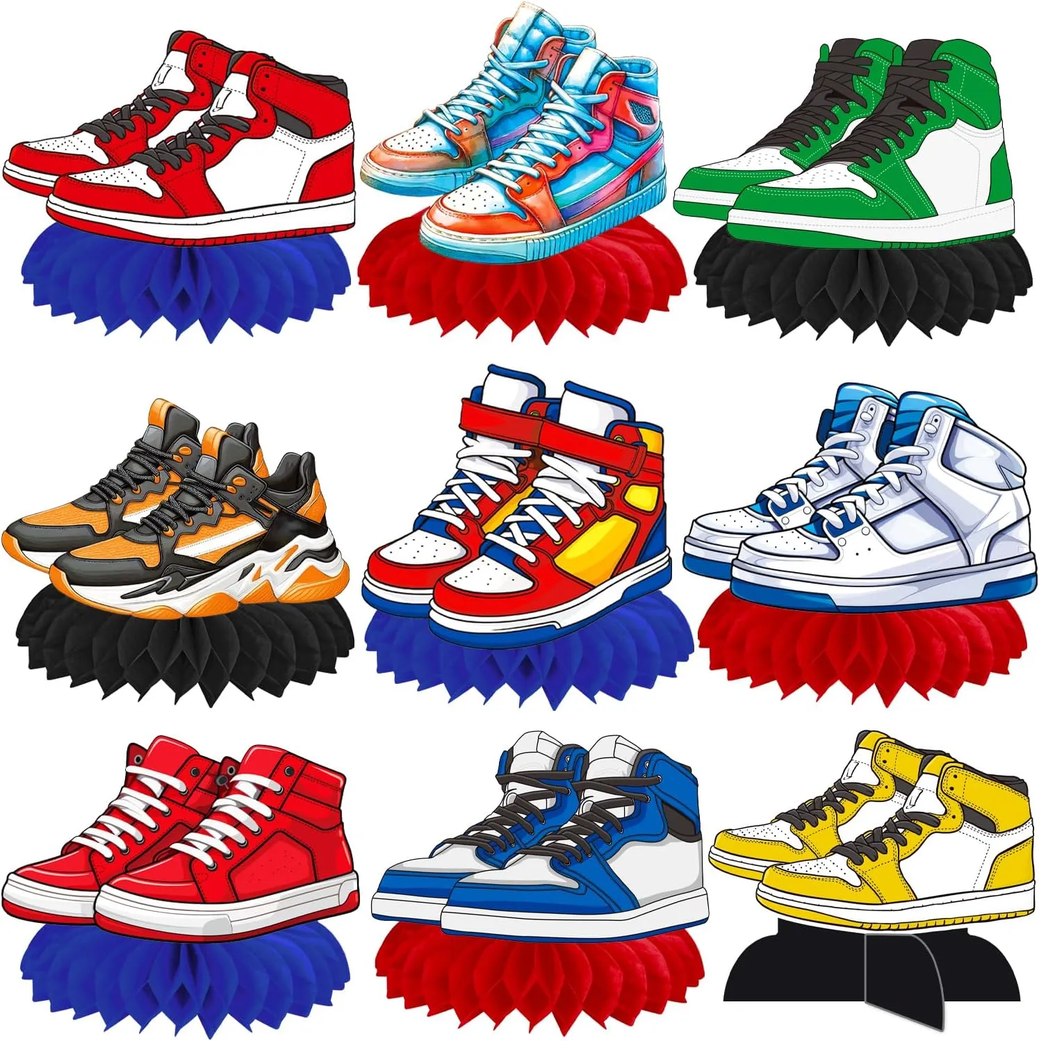 Sneaker Party Honeycomb Centerpieces 12Pcs Sneaker Birthday Party Decorations Sneaker Shoes Table Centerpieces Sneaker Favor Party Table Decorations for Sport Shoese Baby Shower Supplies